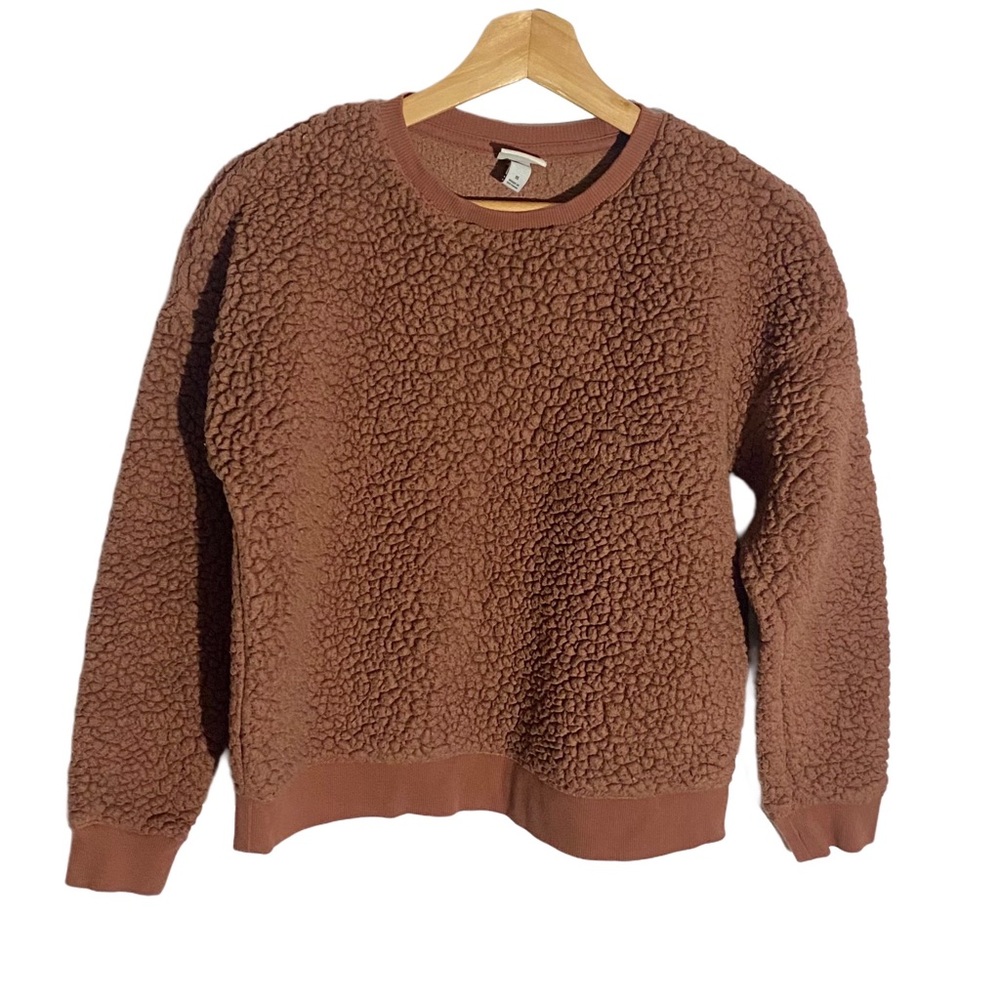 A New Day Rusty Orange Crewneck Sherpa Sweater